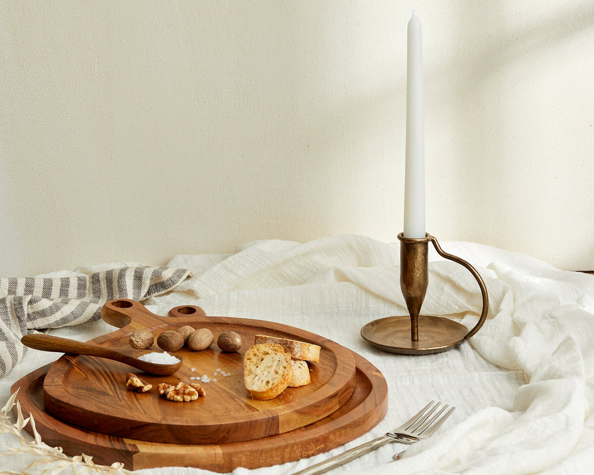 Alma Round Wooden Cheese Board Set – Black with Serving Tools
