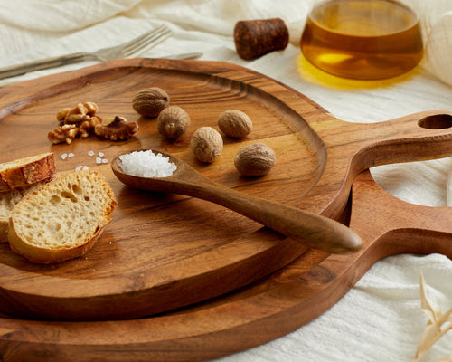 Alma Round Wooden Cheese Board Set – Black with Serving Tools